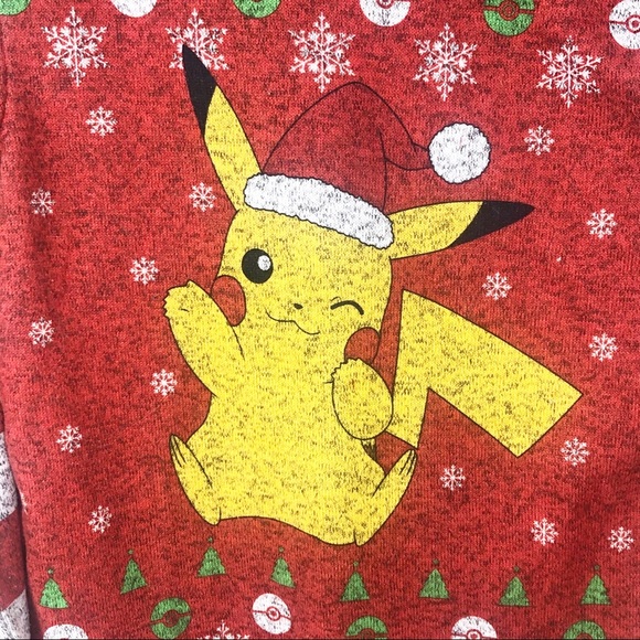 POKÉMON 🎄 Christmas ugly sweatshirt top SO FUN EUC Kids XL Boys Girls 🎁 - Picture 2 of 7